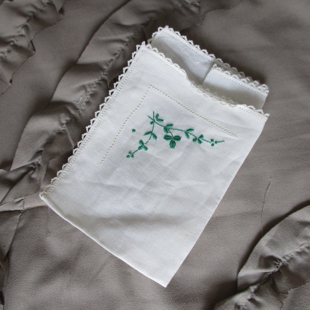 Antique Embroidered Handkerchief Pocket Square
